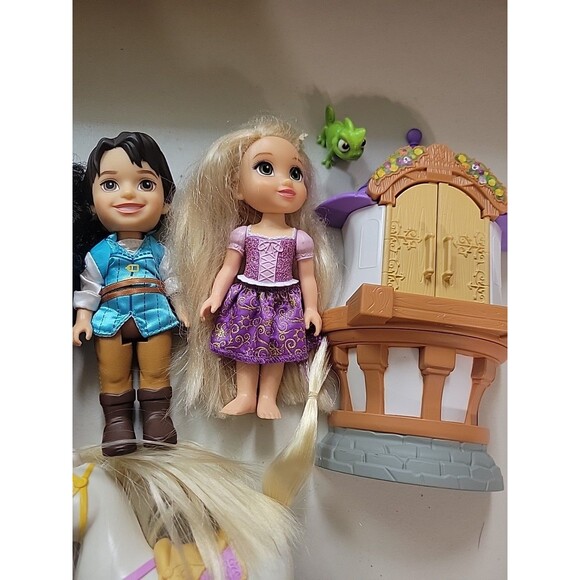 Disney Princess Petite Doll Lot Tangled Rapunzel Flynn Rider Maximus Treehouse - Picture 2 of 10